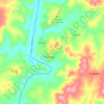 Cuango topographic map, elevation, terrain