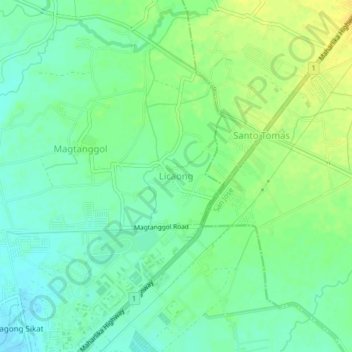 Licaong topographic map, elevation, terrain