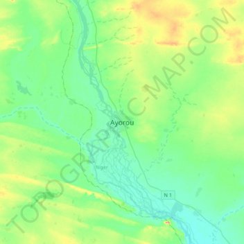 Ayorou topographic map, elevation, terrain