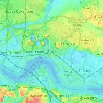 Grays topographic map, elevation, terrain