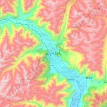 林芝市 topographic map, elevation, terrain