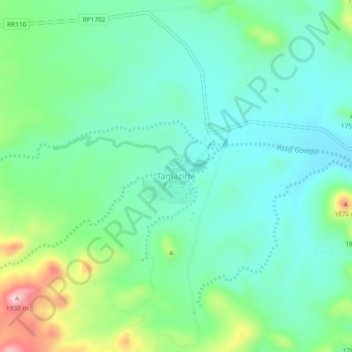 Tamazirte topographic map, elevation, terrain