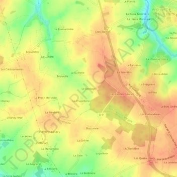 Le Bordage topographic map, elevation, terrain
