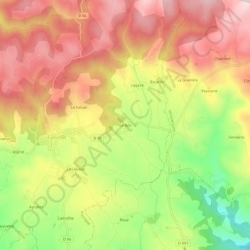 Le Bos topographic map, elevation, terrain