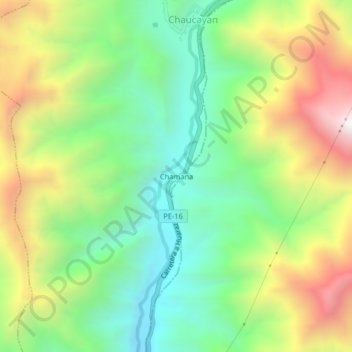 Chamana topographic map, elevation, terrain