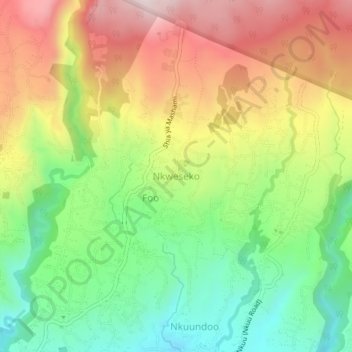Nkweseko topographic map, elevation, terrain