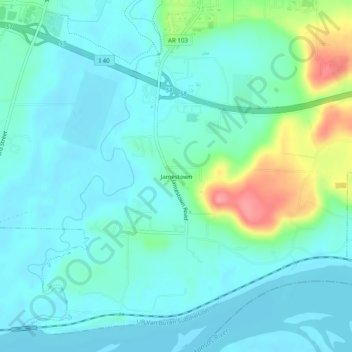 Jamestown topographic map, elevation, terrain