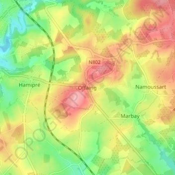 Offaing topographic map, elevation, terrain