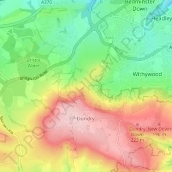 Highridge topographic map, elevation, terrain