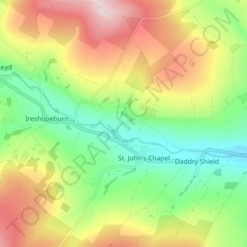 East Blackdene topographic map, elevation, terrain