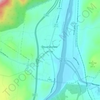 Ascutney topographic map, elevation, terrain
