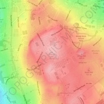 Sheriff Hill topographic map, elevation, terrain