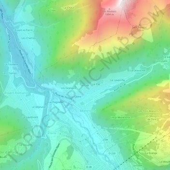 Le Crêt topographic map, elevation, terrain
