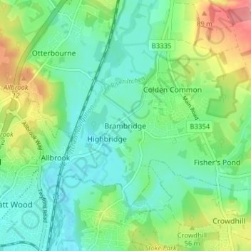 Brambridge topographic map, elevation, terrain