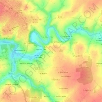 La Foucherie topographic map, elevation, terrain