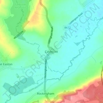 Caldecott topographic map, elevation, terrain