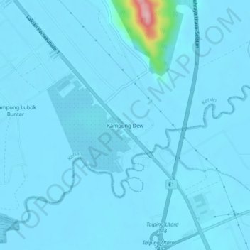 Kampung Dew topographic map, elevation, terrain