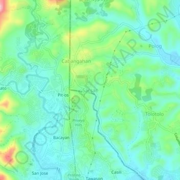 Sacsac topographic map, elevation, terrain
