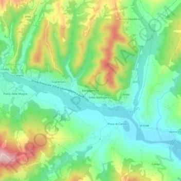 Barbigarezza topographic map, elevation, terrain