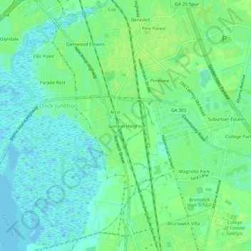 Gordon Heights topographic map, elevation, terrain