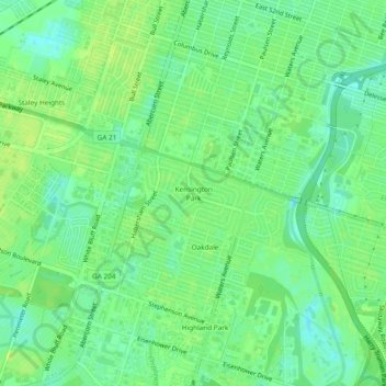 Kensington Park topographic map, elevation, terrain