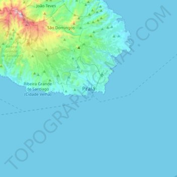 Praia topographic map, elevation, terrain