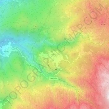 Ermida topographic map, elevation, terrain