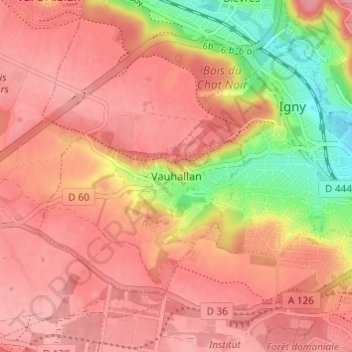 Vauhallan topographic map, elevation, terrain