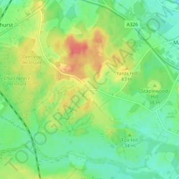 Long Down topographic map, elevation, terrain