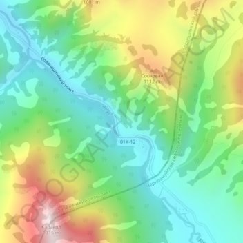 Denisova Cave topographic map, elevation, terrain