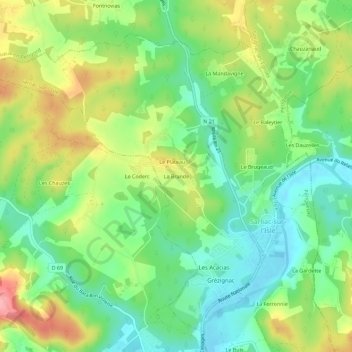La Brande topographic map, elevation, terrain