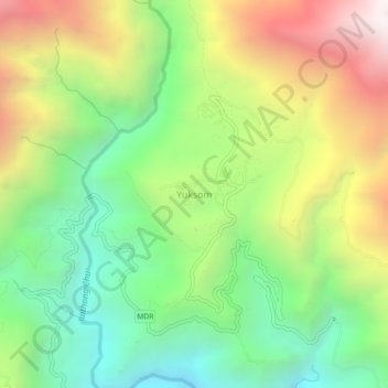 Yuksom topographic map, elevation, terrain