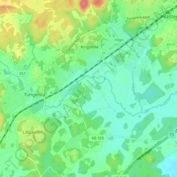Välsta topographic map, elevation, terrain