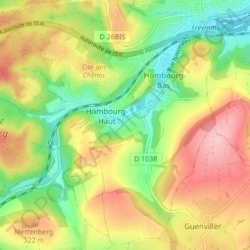 Hellering topographic map, elevation, terrain