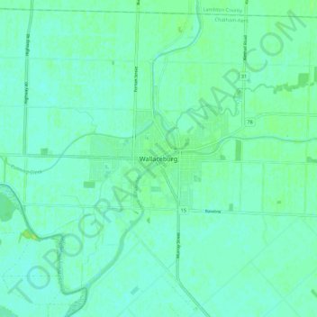 Wallaceburg topographic map, elevation, terrain