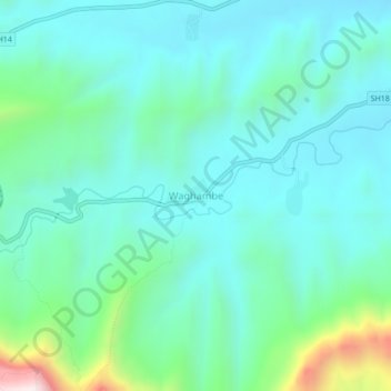Waghambe topographic map, elevation, terrain