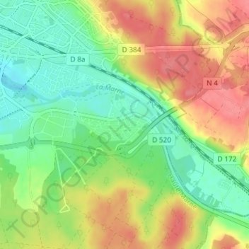 Marnaval topographic map, elevation, terrain