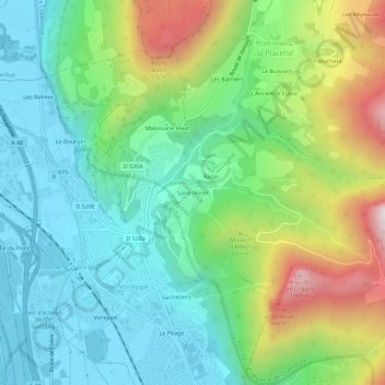 Saint-Nizier topographic map, elevation, terrain