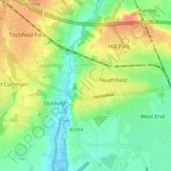 Catisfield topographic map, elevation, terrain