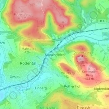Mönchröden topographic map, elevation, terrain