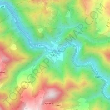 Nalgaon topographic map, elevation, terrain