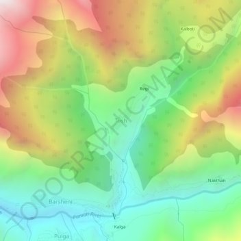 Tosh topographic map, elevation, terrain