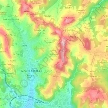 Le Foussat topographic map, elevation, terrain