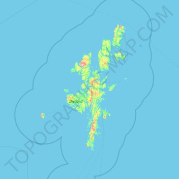 Shetlandinseln topographic map, elevation, terrain