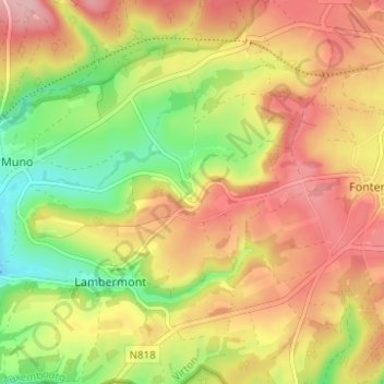 Watrinsart topographic map, elevation, terrain