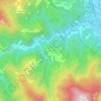 Verni topographic map, elevation, terrain