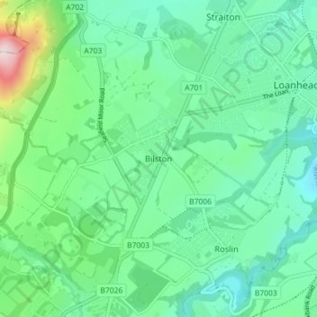 Bilston topographic map, elevation, terrain