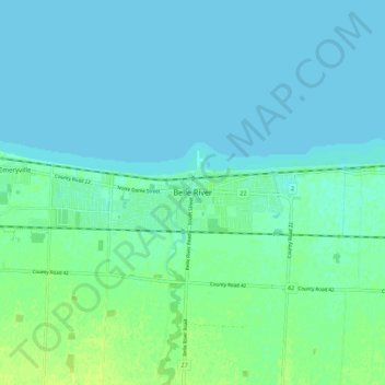 Belle River topographic map, elevation, terrain
