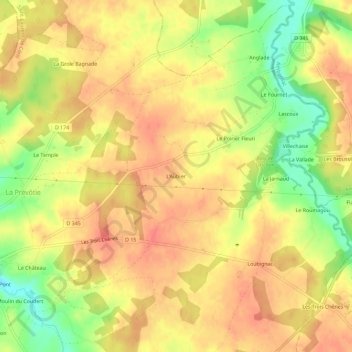 L'Aubier topographic map, elevation, terrain