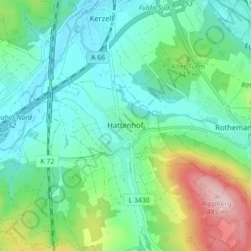 Hattenhof topographic map, elevation, terrain